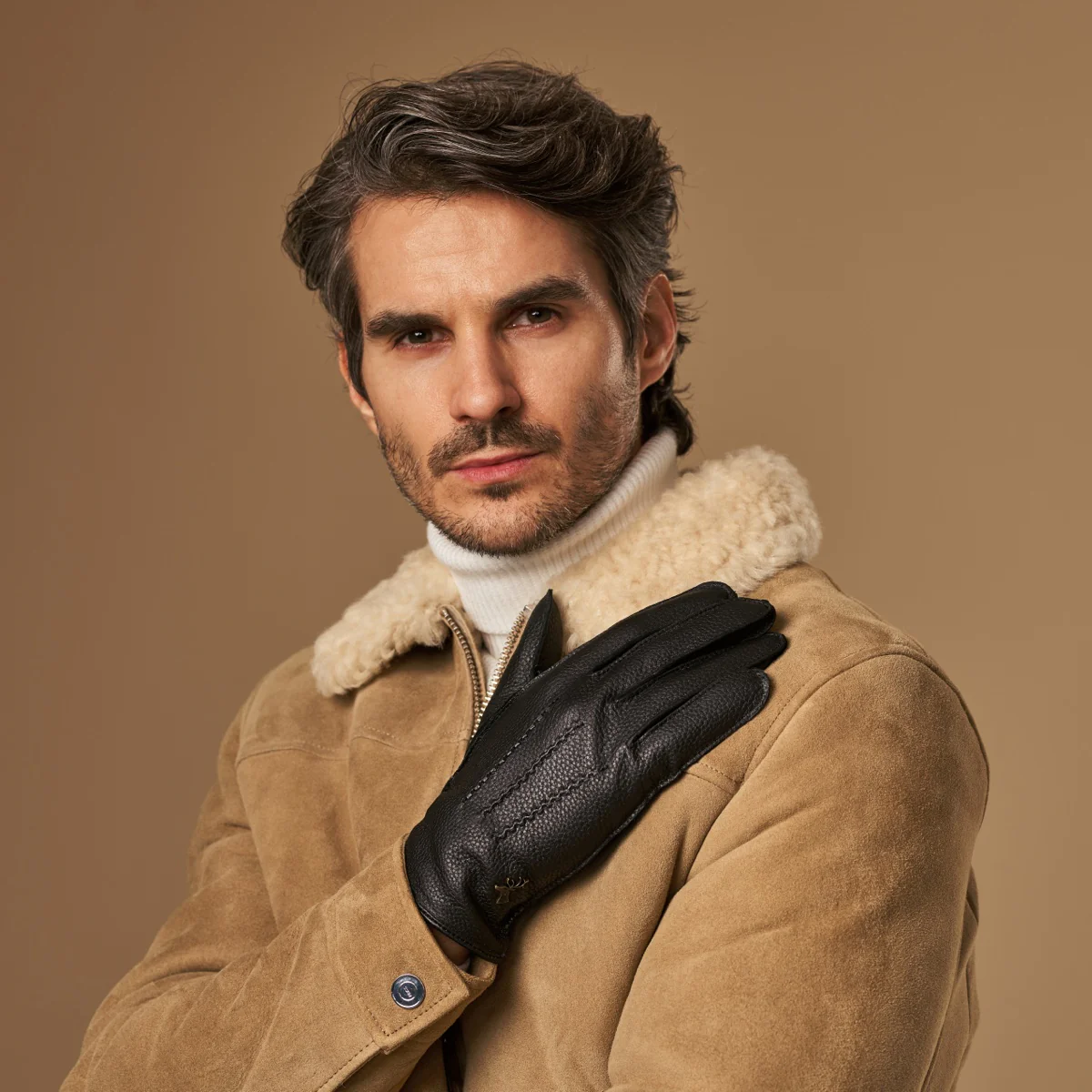 Charles (black) – Luxurious American deerskin leather gloves with warm cashmere lining - Image 12