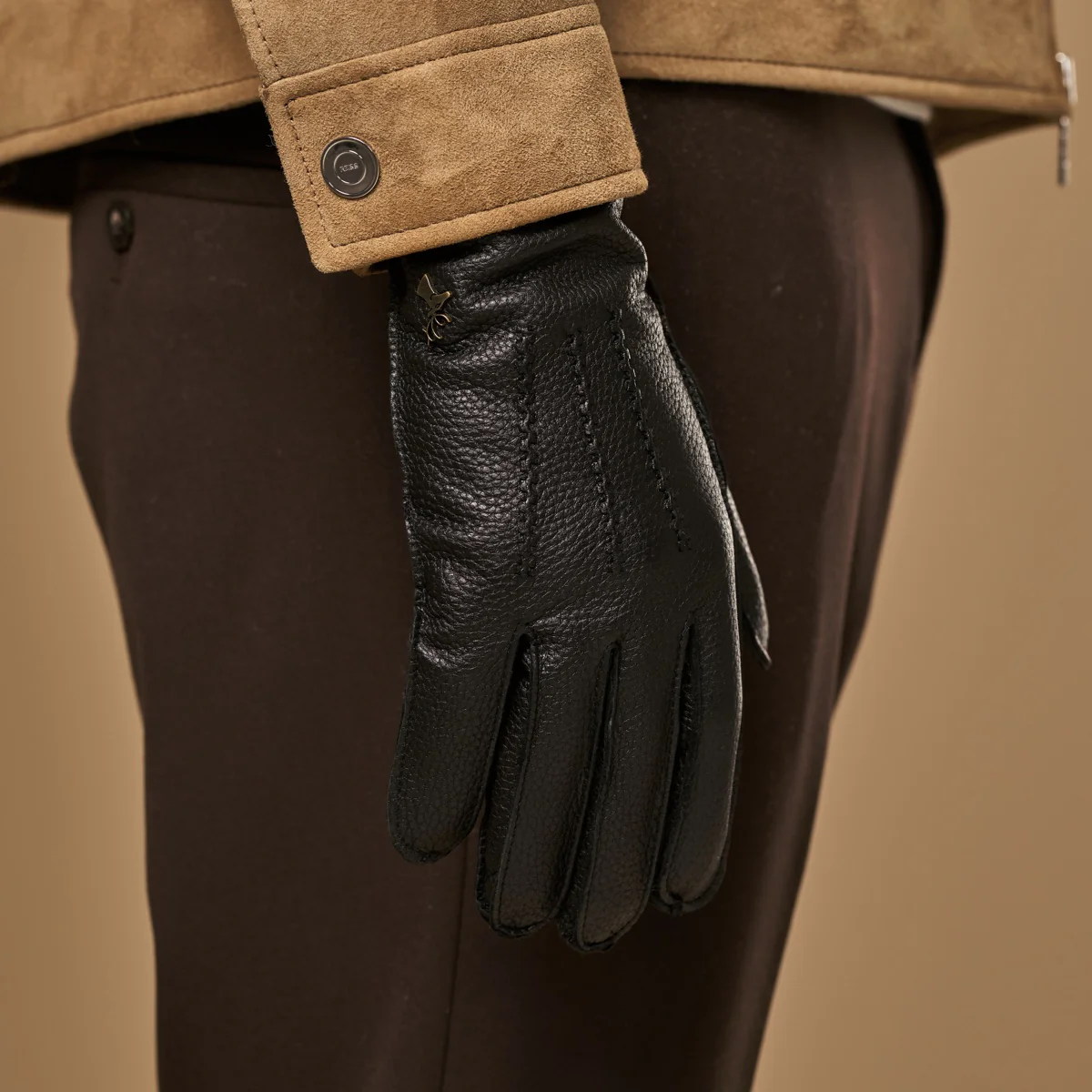 Charles (black) – Luxurious American deerskin leather gloves with warm cashmere lining - Image 13