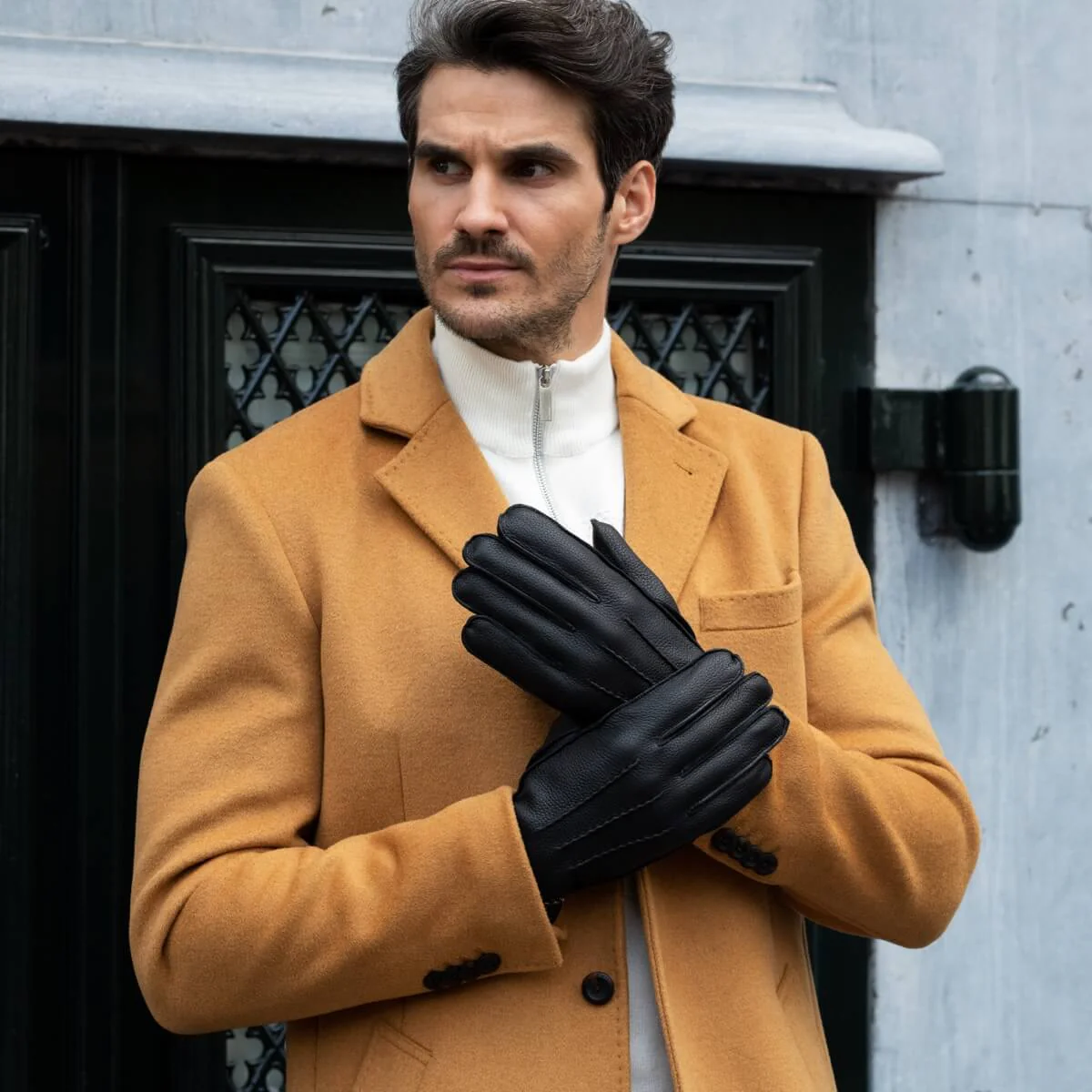 Charles (black) – Luxurious American deerskin leather gloves with warm cashmere lining - Image 9