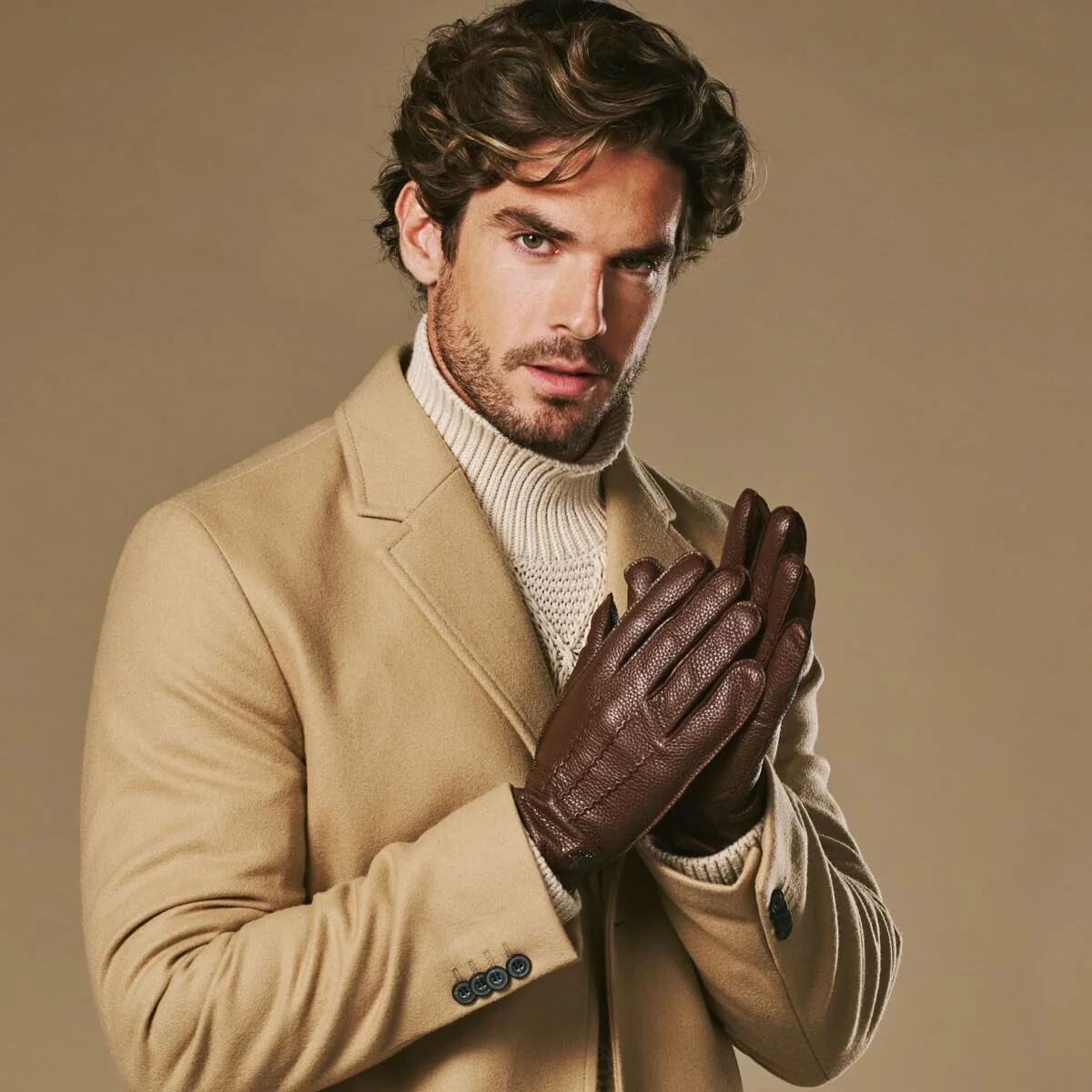Charles (brown) – Luxurious American deerskin leather gloves with warm cashmere lining - Image 6