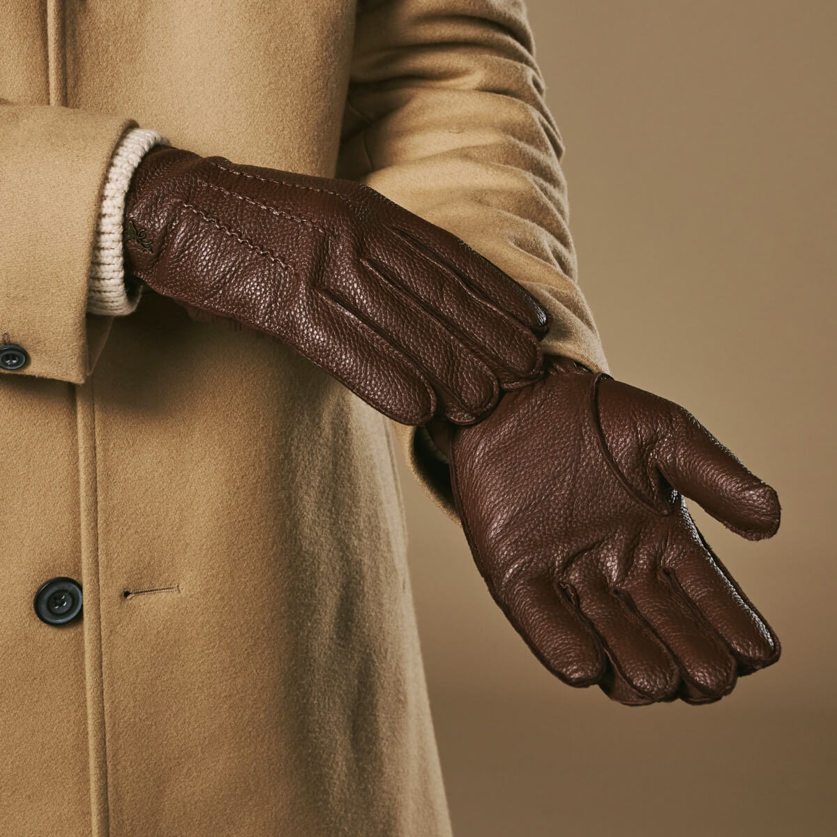 Charles (brown) – Luxurious American deerskin leather gloves with warm cashmere lining - Image 8