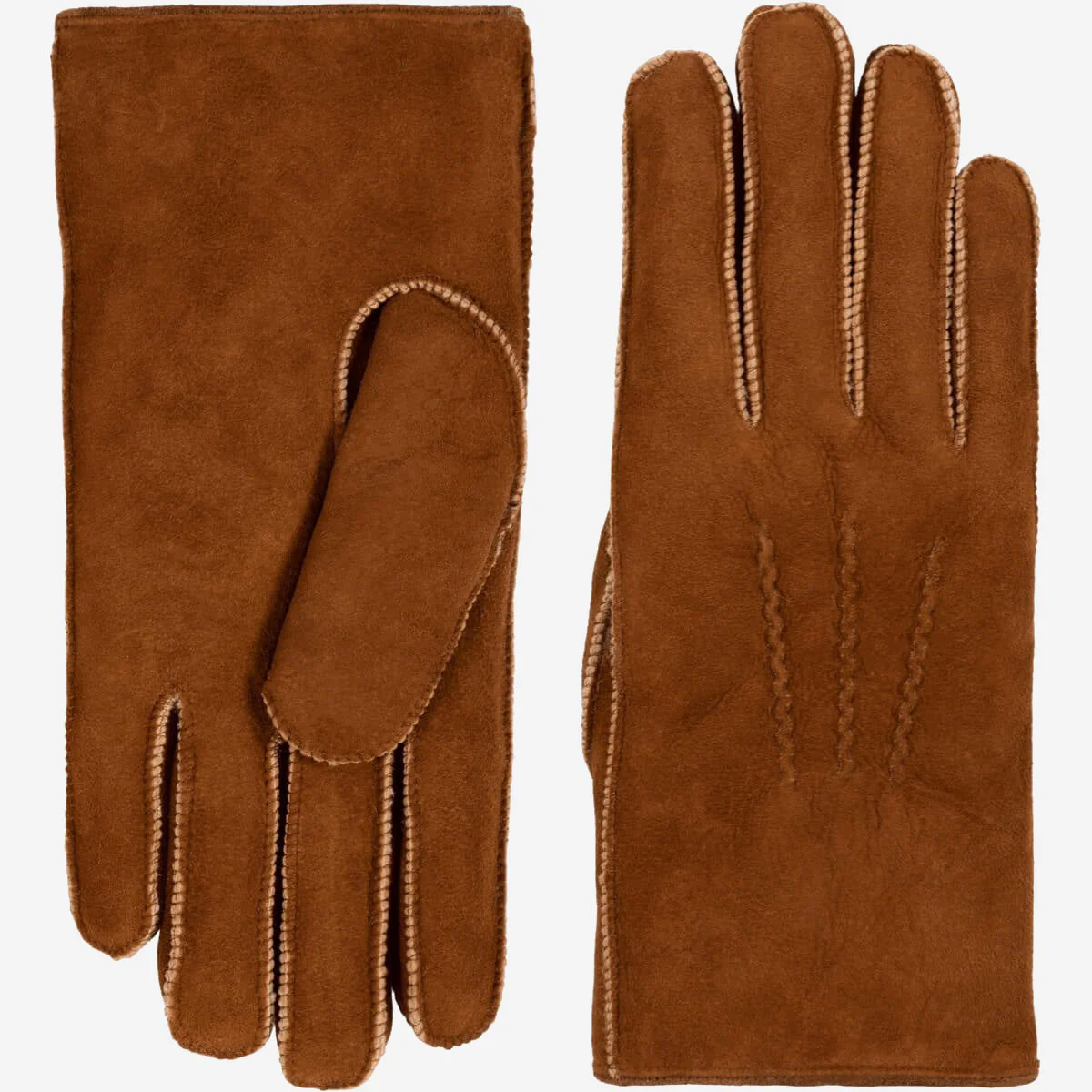 Clooney (camel) - Suede leather gloves with luxurious sheep fur lining - Image 3
