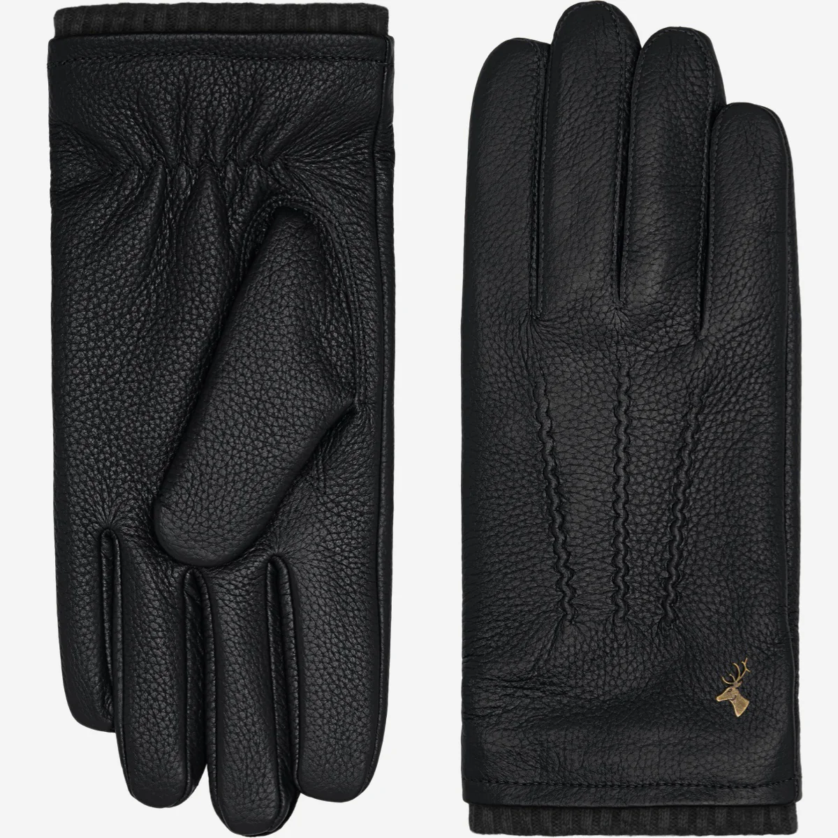 Columbus (black) – Luxurious deerskin (American deerskin) leather gloves with warm wool lining - Image 3