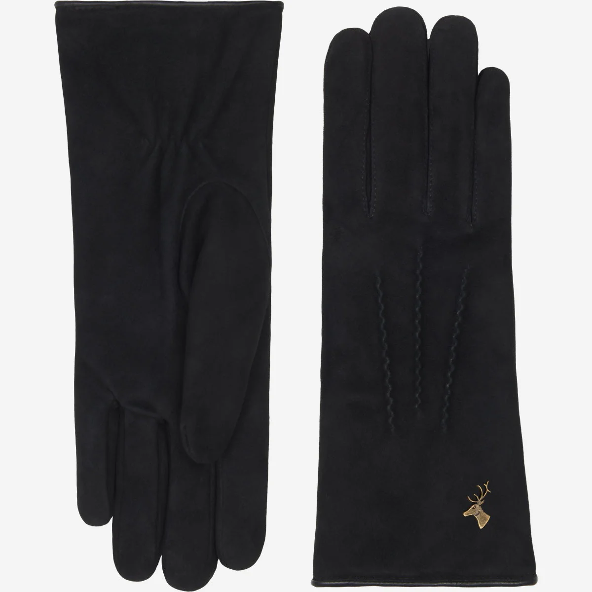 Elizabeth (black) - Suede leather gloves with warm faux fur lining - Image 3