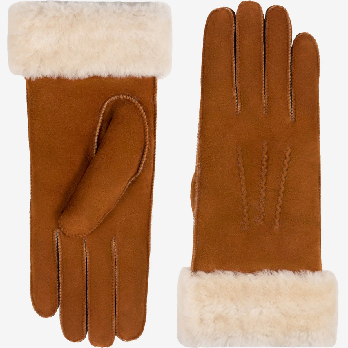Giocante (camel) - Suede leather gloves with luxurious sheep fur lining - Image 3