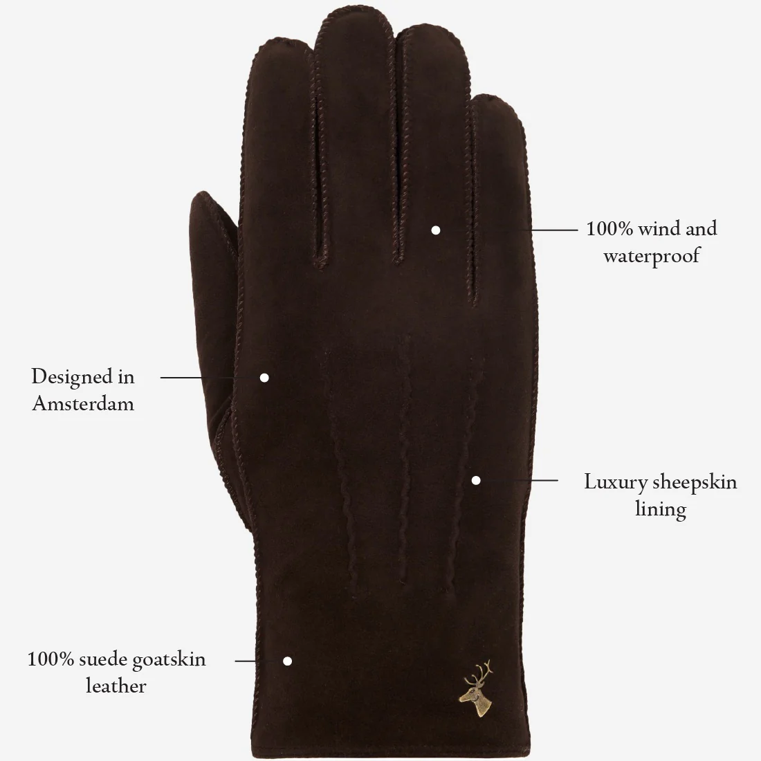 Josie (brown) - Suede goatskin leather gloves with luxurious sheep fur lining - Image 11
