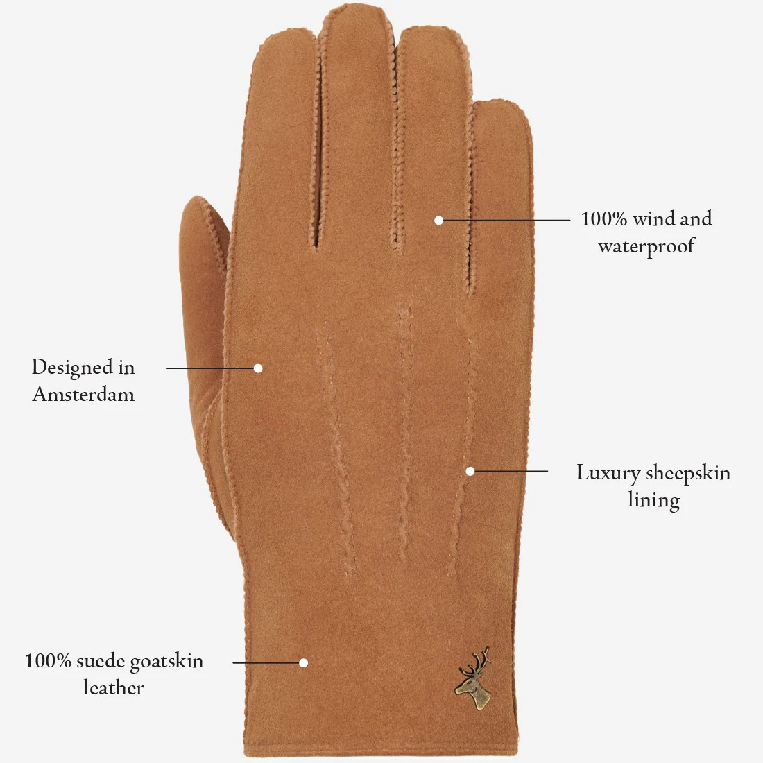 Josie (camel) - Suede goatskin leather gloves with luxurious sheep fur lining - Image 12