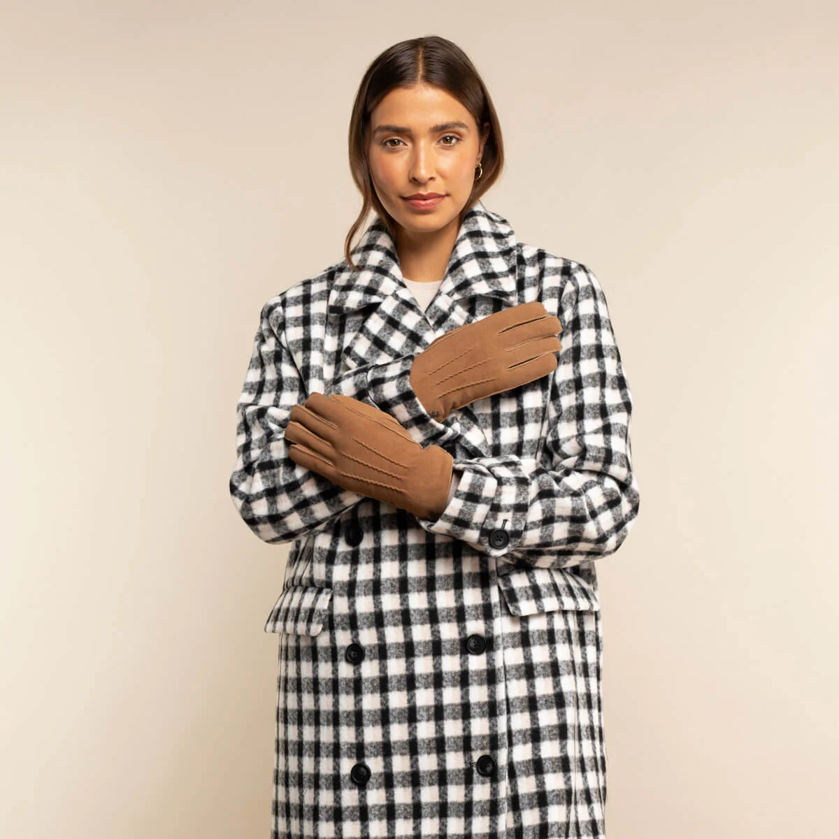 Josie (camel) - Suede goatskin leather gloves with luxurious sheep fur lining - Image 9