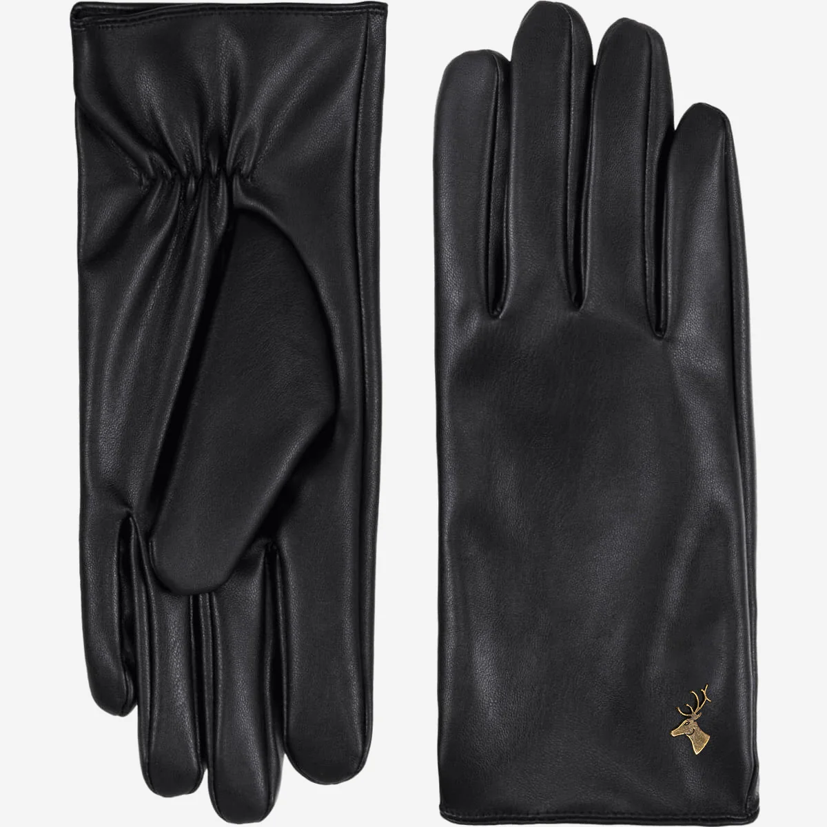 Luna (black) - Vegan leather gloves with warm fleece lining & touchscreen feature - Image 3