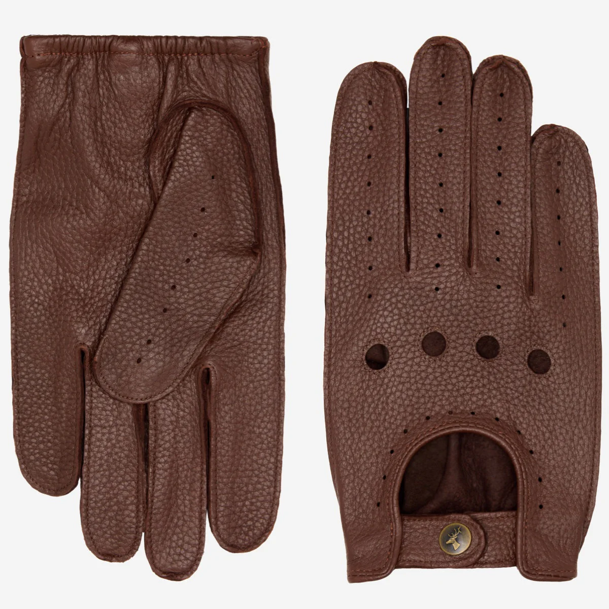 Marley (brown) – Luxurious women's driving gloves made of American deerskin leather - Image 3