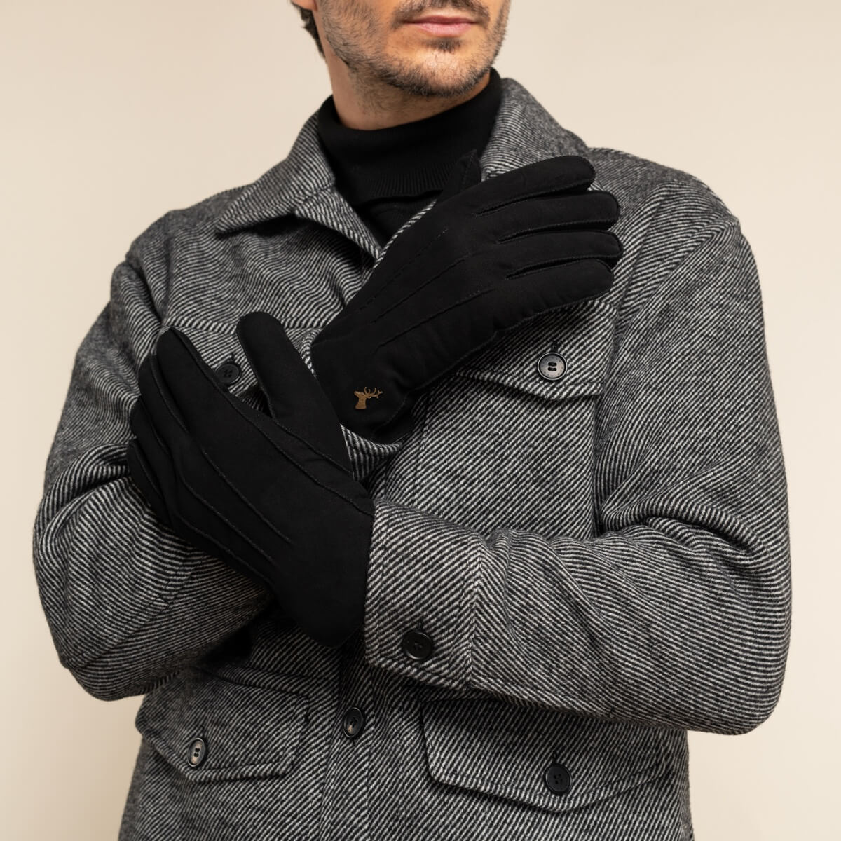 Matthew (black) - Suede goatskin leather gloves with luxurious sheep fur lining - Image 10