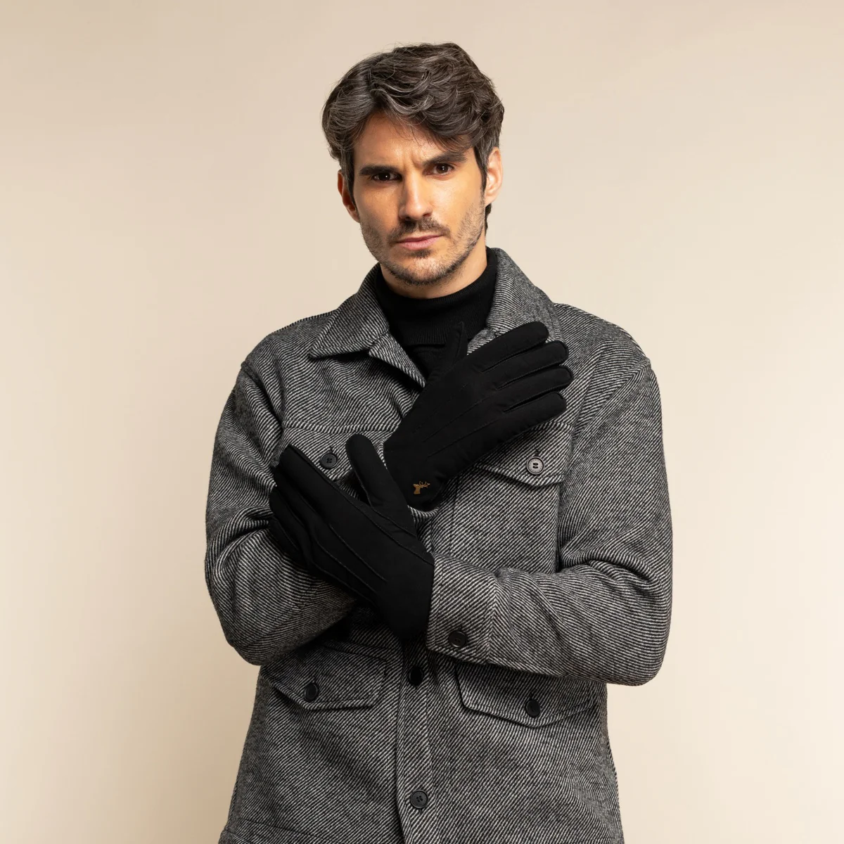 Matthew (black) - Suede goatskin leather gloves with luxurious sheep fur lining - Image 6