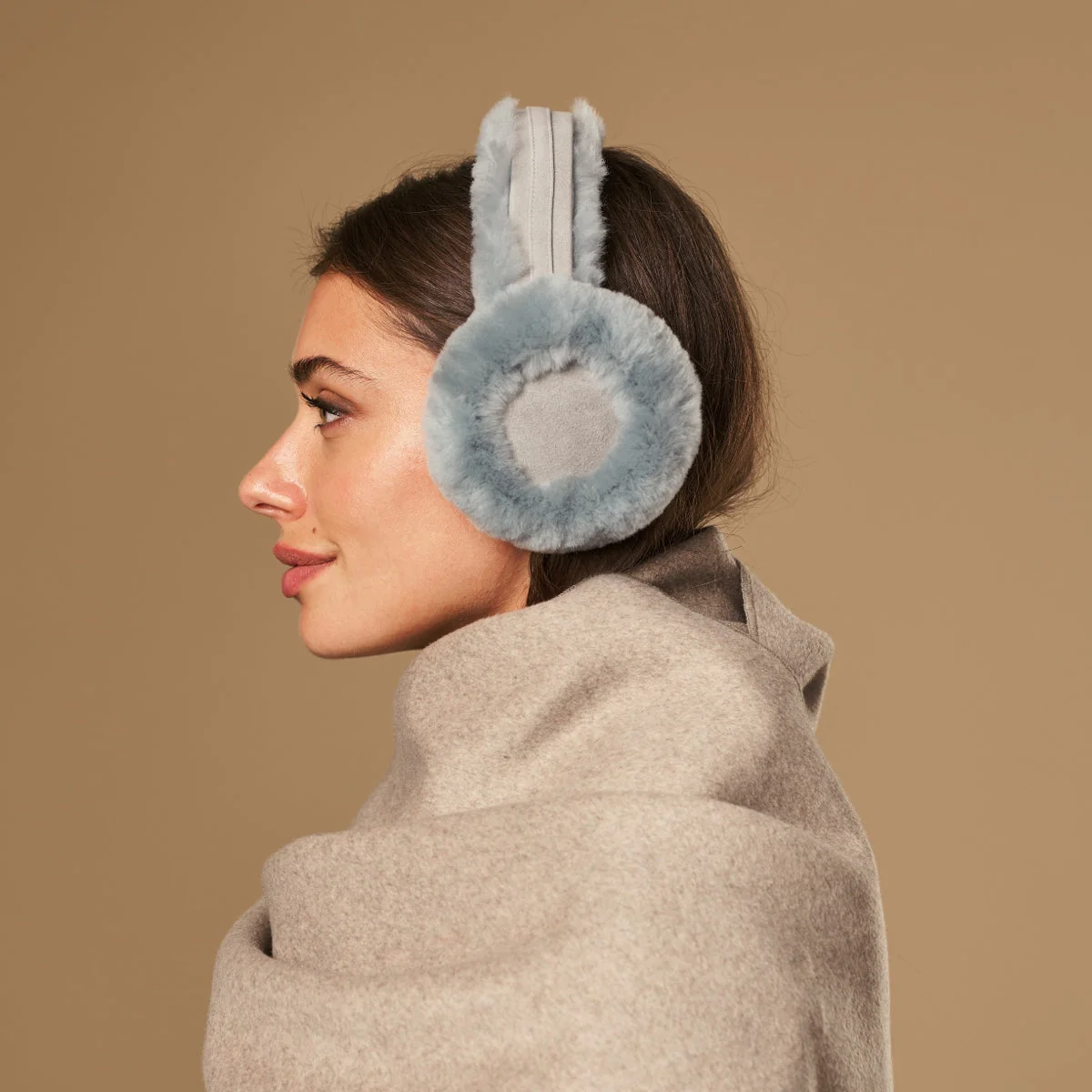 Nathaly (grey) – Warm and stylish earmuffs from natural sheepskin and suede - Image 6
