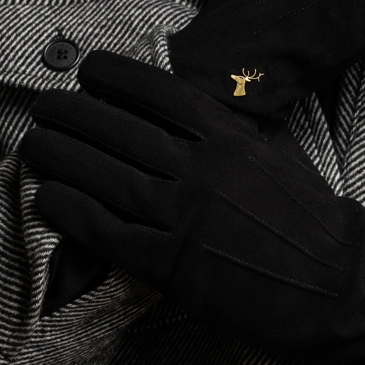 Rex (black) - Suede goatskin leather gloves with luxurious wool/cashmere lining - Image 10