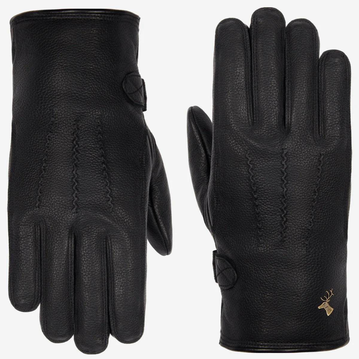 Rogan (black) - Robust men's deerskin gloves with warm PrimaLoft® lining - Image 3