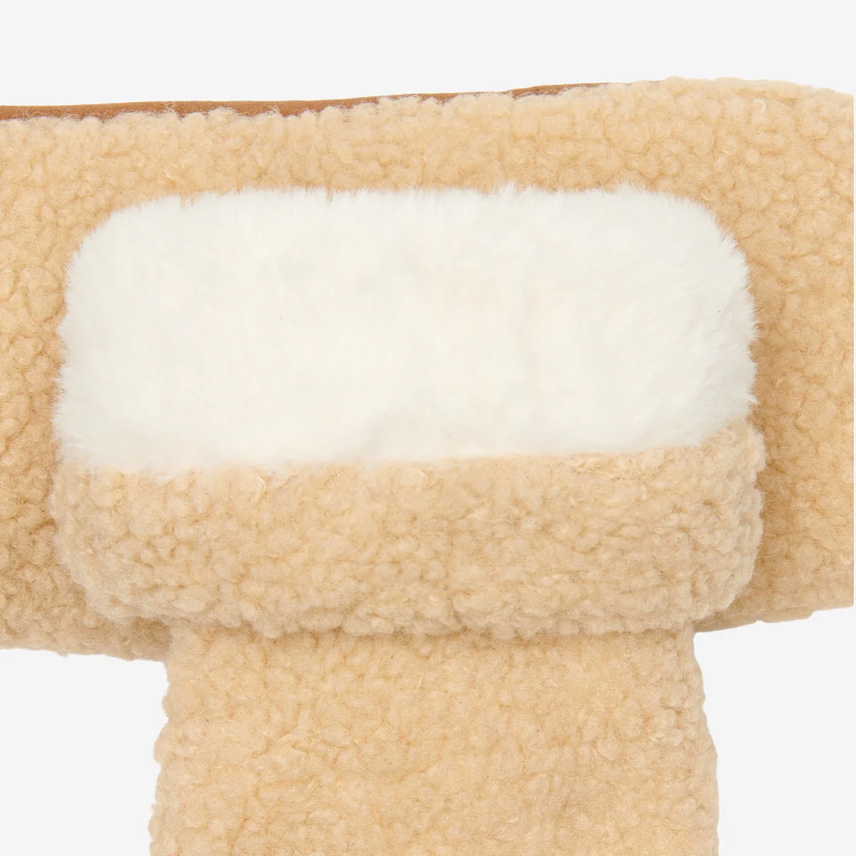 Sophia (beige) - Suede teddy mittens with warm faux fur lining - Image 4
